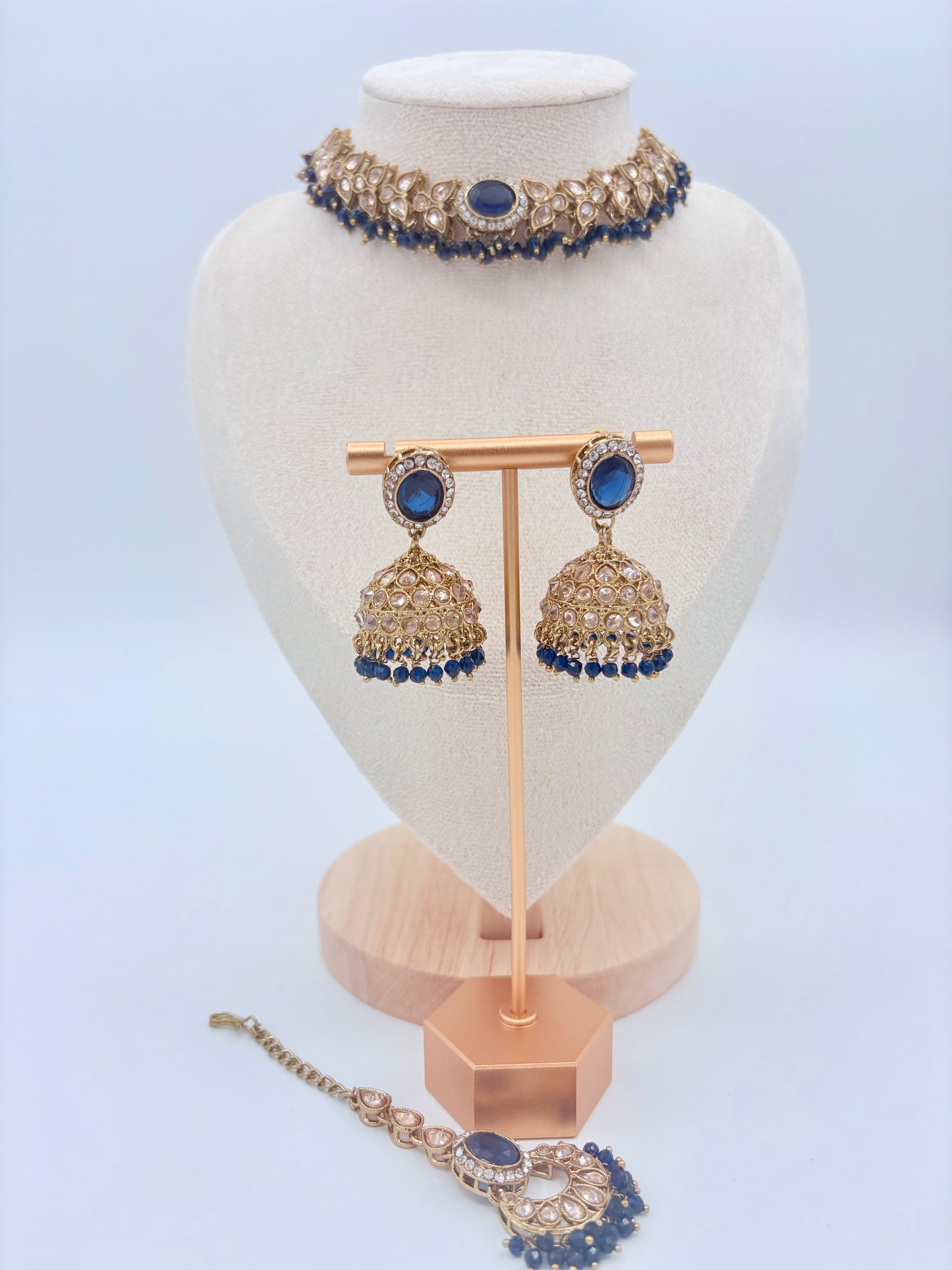 Jewelry set including necklace, earrings, and choker necklace available at Nishaani.ca – Indian jewelry in Canada