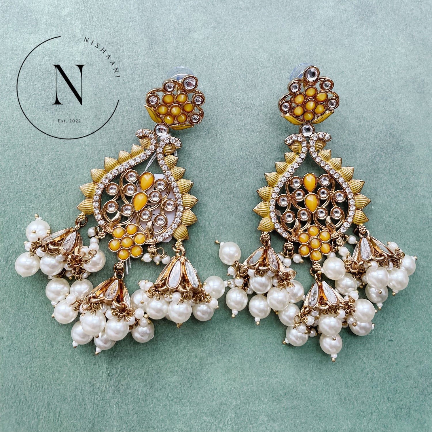 yellow chandelier earrings