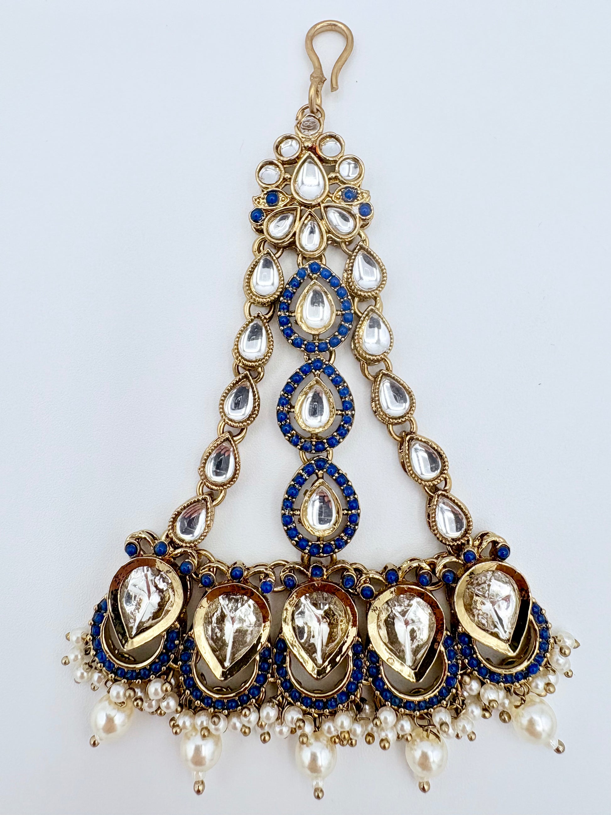 Passa with gold, blue, and pearl elements available at Nishaani.ca – Indian jewelry in Canada