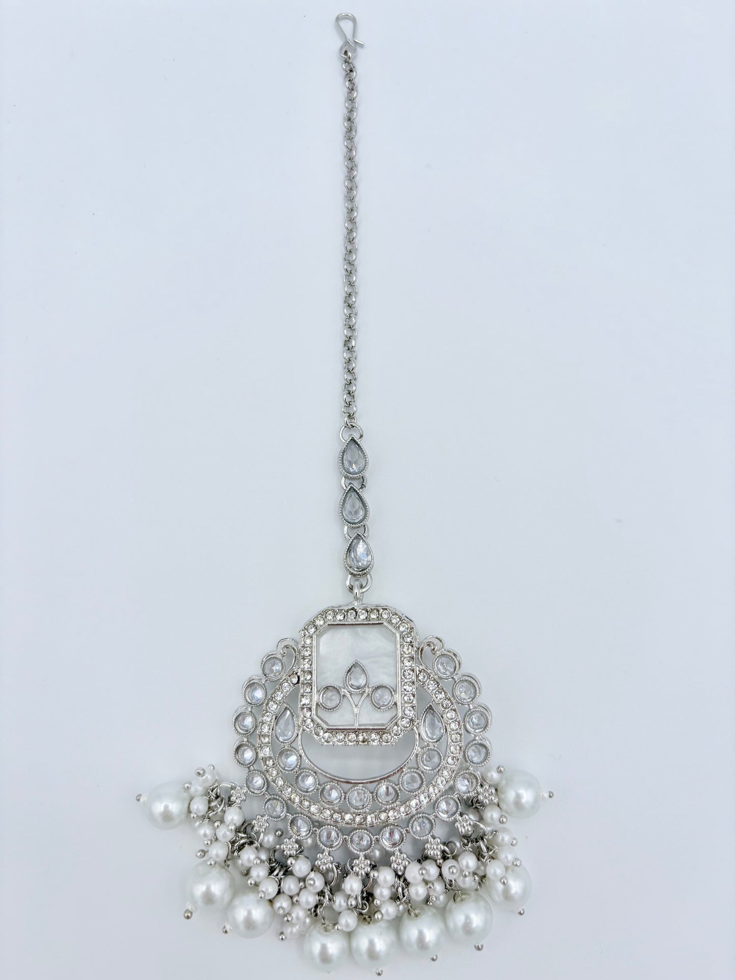 Silver and pearl tikka available at Nishaani.ca – Indian jewelry in Canada