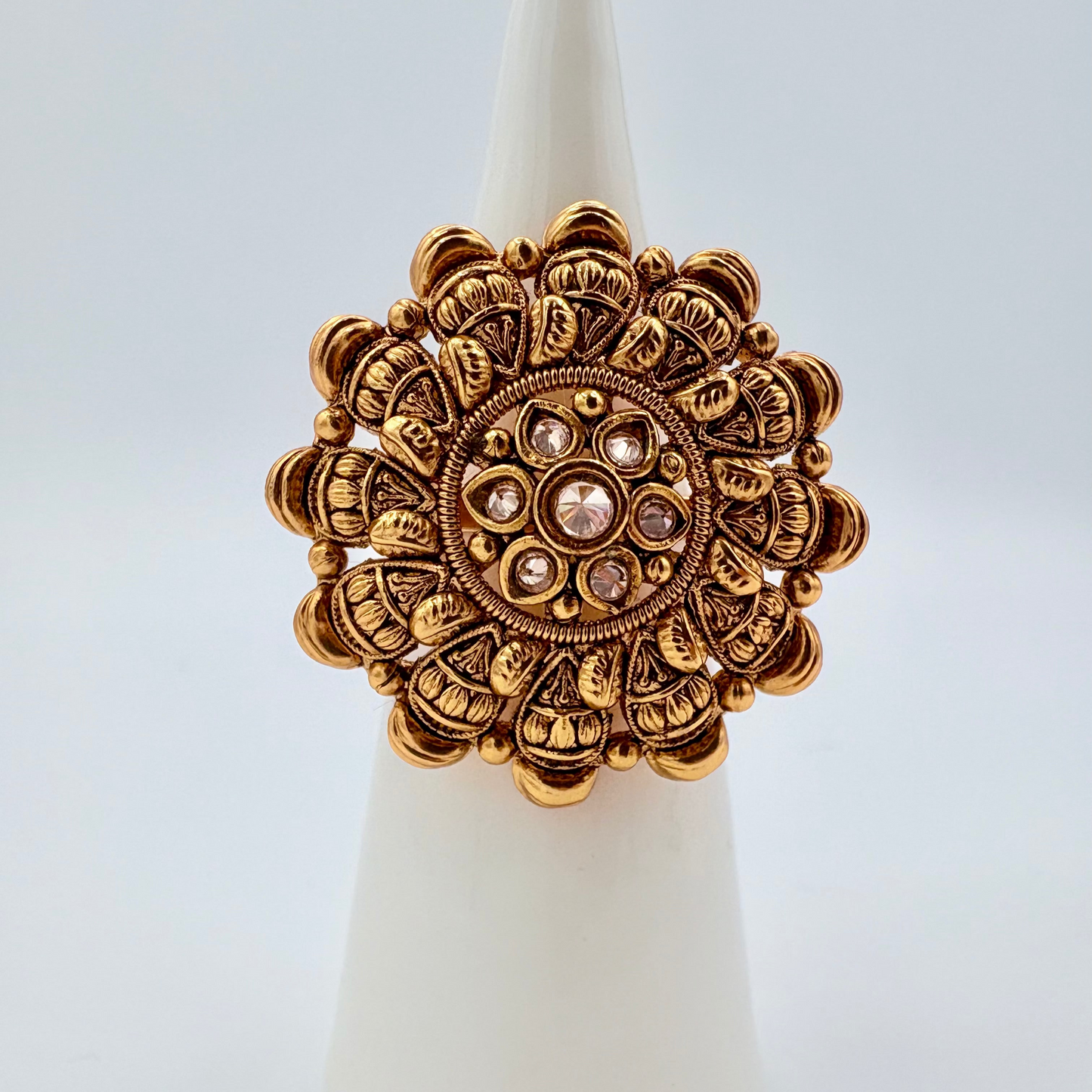 Decorative gold ring available at Nishaani.ca – Indian jewelry in Canada