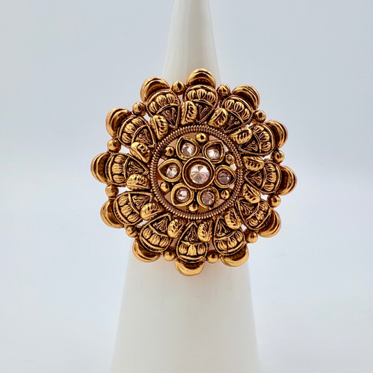 Decorative gold ring available at Nishaani.ca – Indian jewelry in Canada