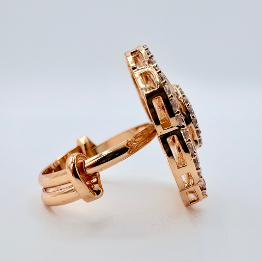 Rose gold ring with geometric design available at Nishaani.ca – Indian jewelry in Canada