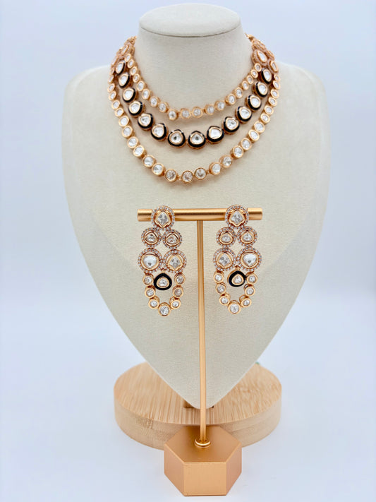 Jewelry set including a necklace and earrings on a mannequin available at Nishaani.ca – Indian jewelry in Canada