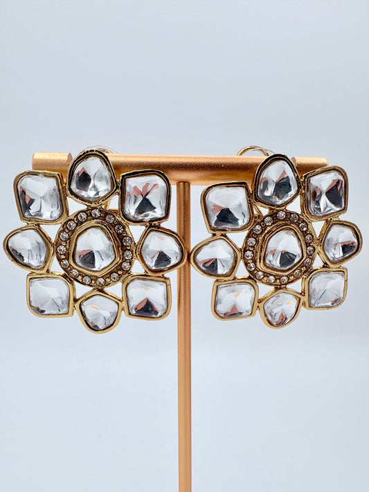 Gold and crystal earrings available at Nishaani.ca – Indian jewelry in Canada