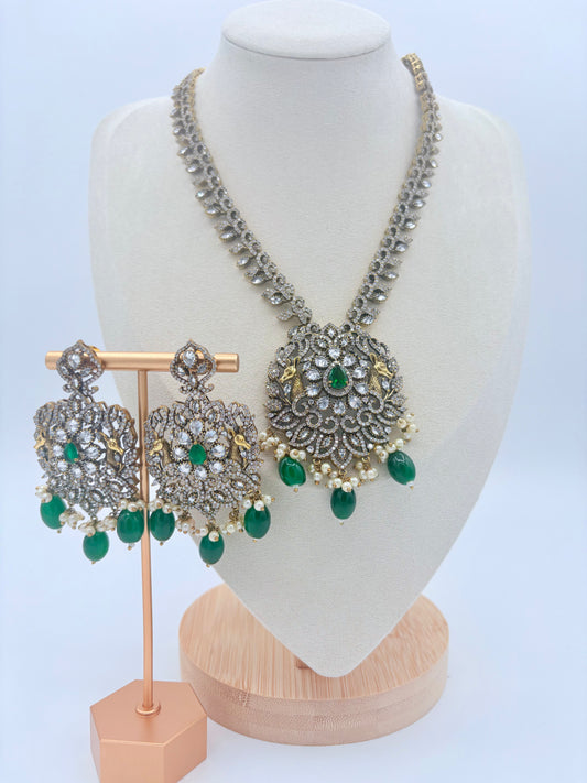 Jewelry set with necklace and earrings on a mannequin bust available at Nishaani.ca – Indian jewelry in Canada