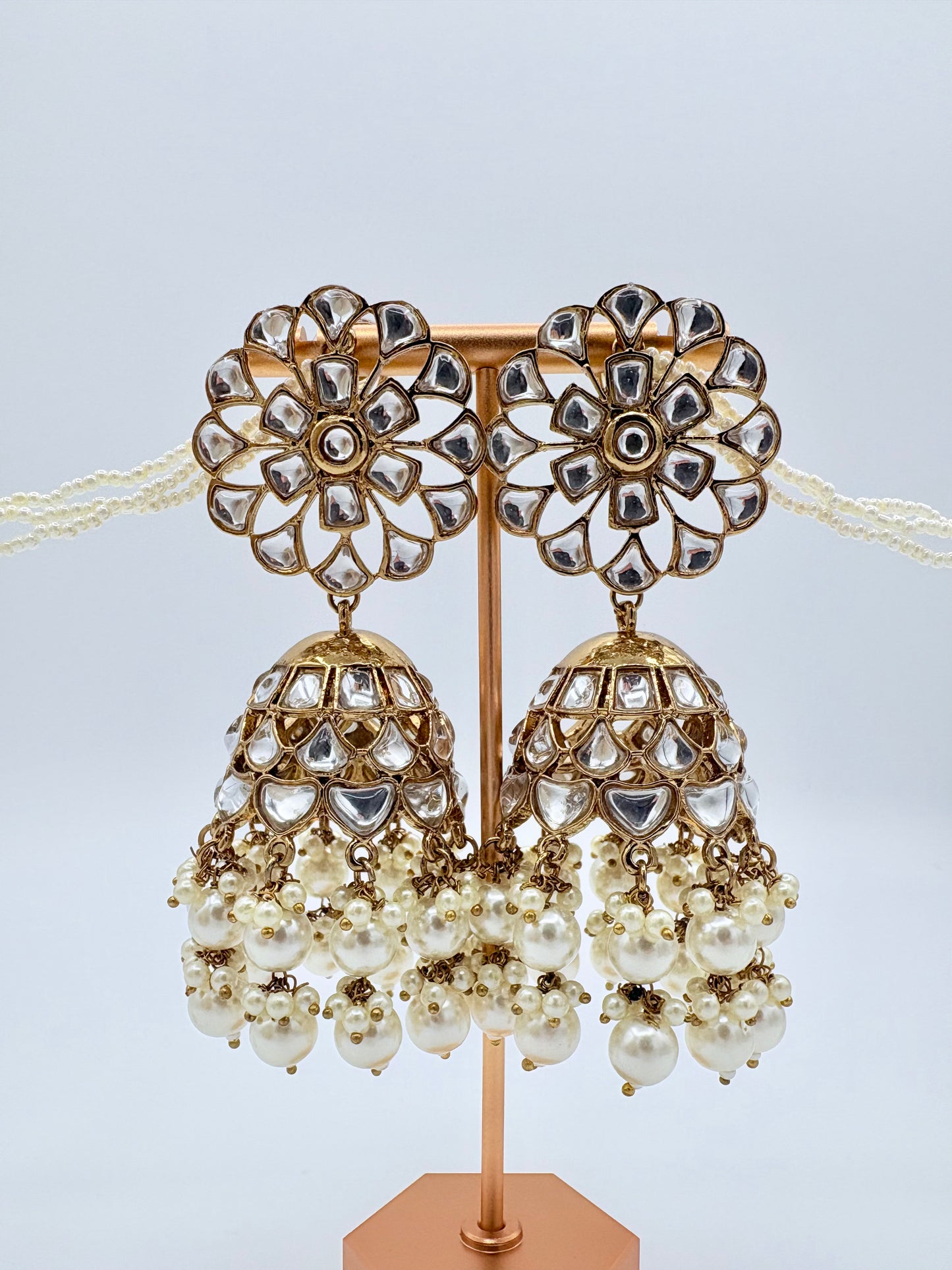 Pair of ornate earrings available at Nishaani.ca – Indian jewelry in Canada