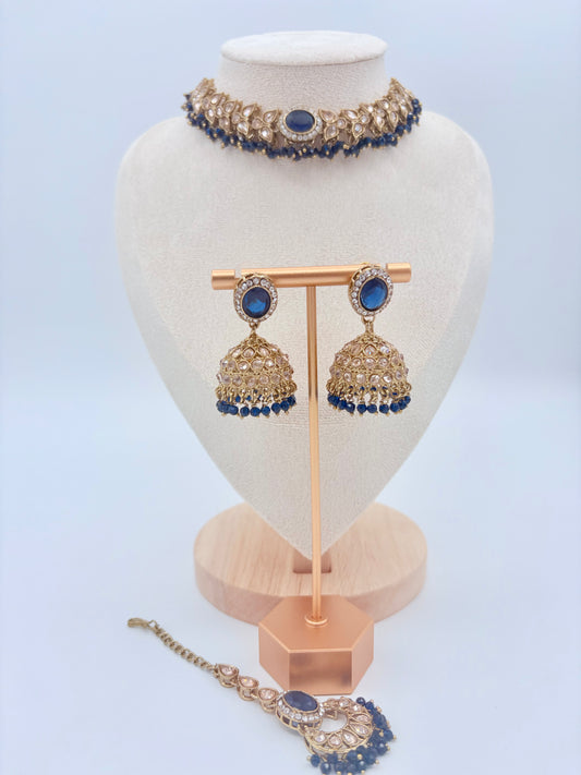 Jewelry set including necklace, earrings, and choker necklace available at Nishaani.ca – Indian jewelry in Canada
